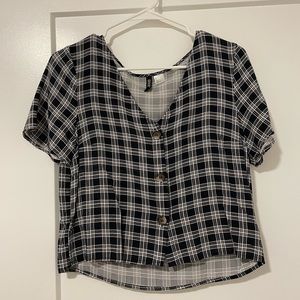 Checkered Plaid Button Up cropped shirt